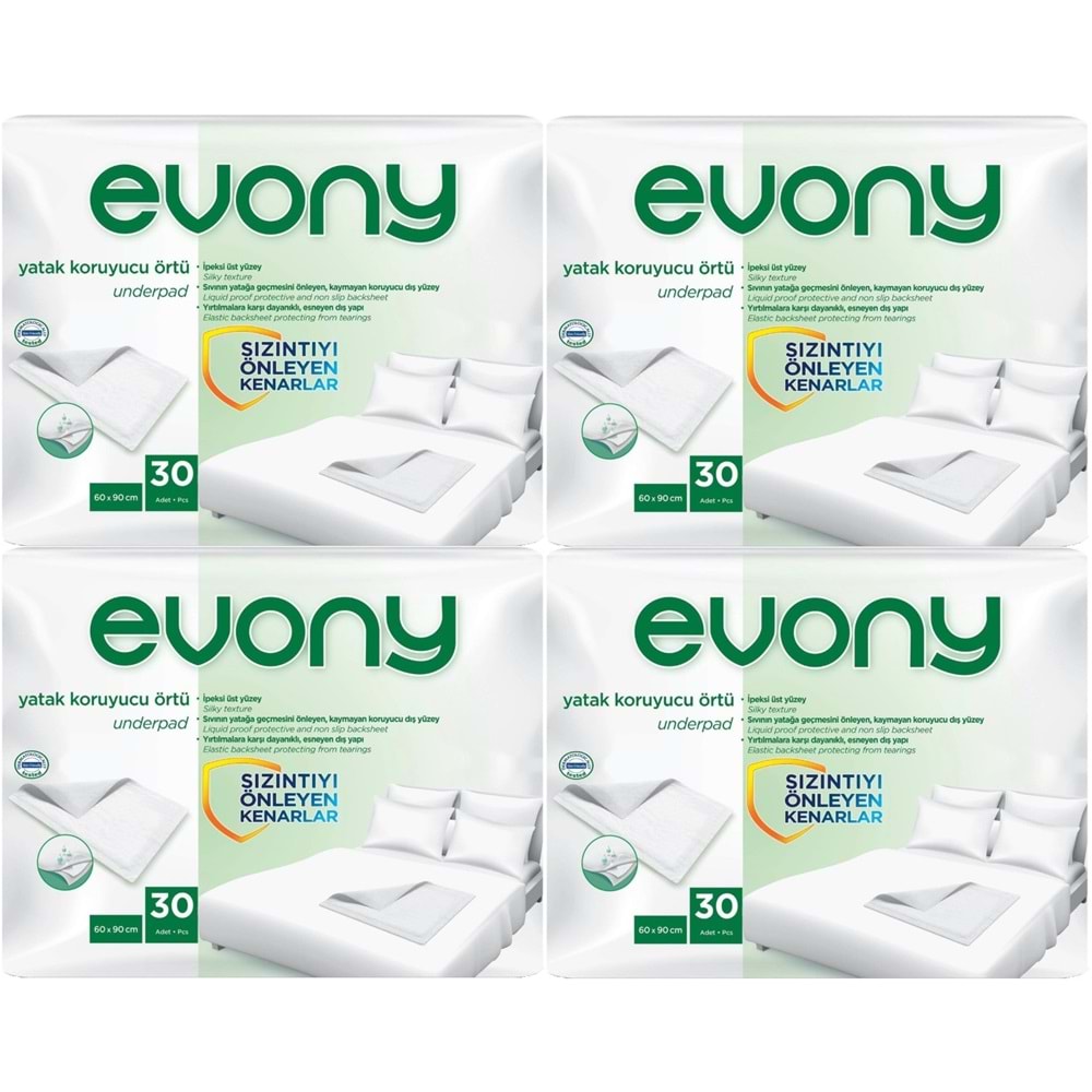 Evony Yetişkin Yatak Koruyucu Örtü 60*90CM 120 Adet (4PK*30) (Kaymaz Özellikli)