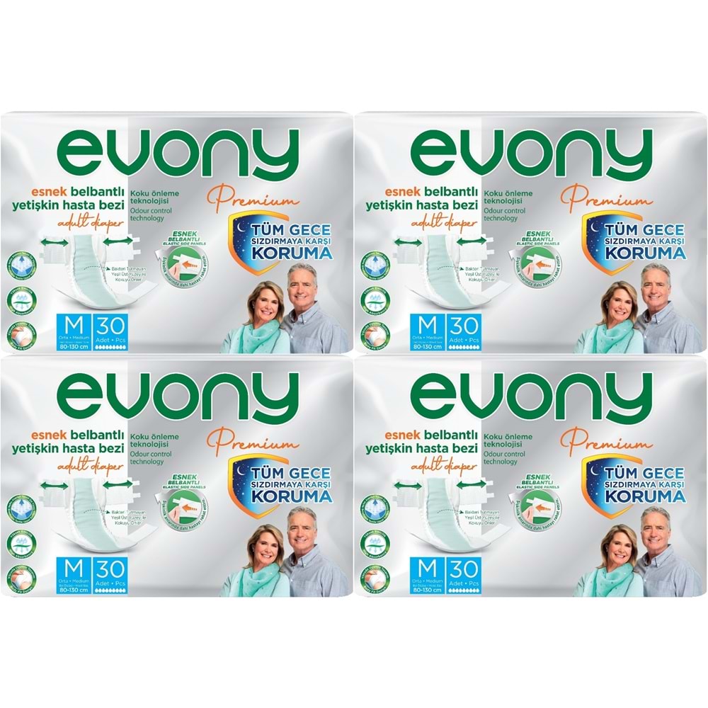 Evony Premium Yetişkin Bezi Bel Bantlı Tekstil Yüzey M - Orta - Medium 120 Adet