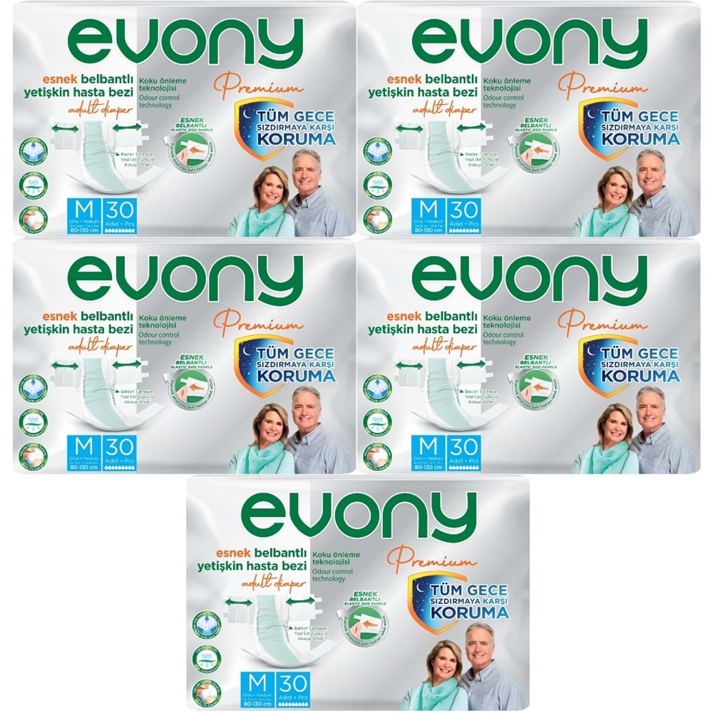 Evony Premium Yetişkin Bezi Bel Bantlı Tekstil Yüzey M - Orta - Medium 150 Adet