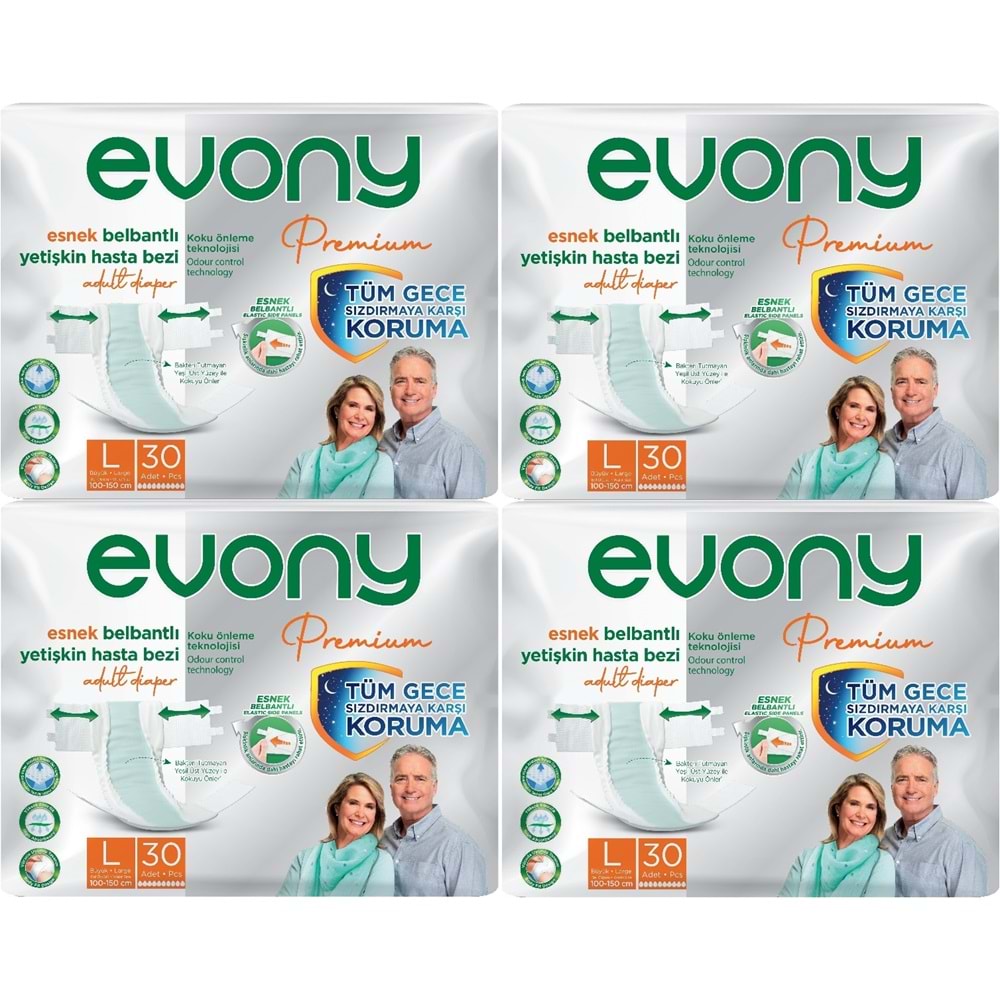 Evony Premium Yetişkin Bezi Bel Bantlı Tekstil Yüzey L - Büyük - Large 120 Adet