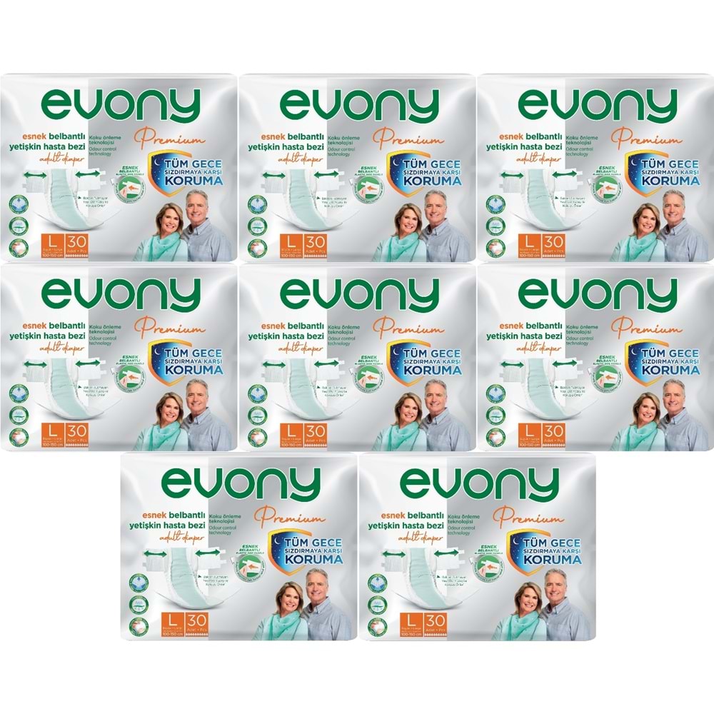 Evony Premium Yetişkin Bezi Bel Bantlı Tekstil Yüzey L - Büyük - Large 240 Adet
