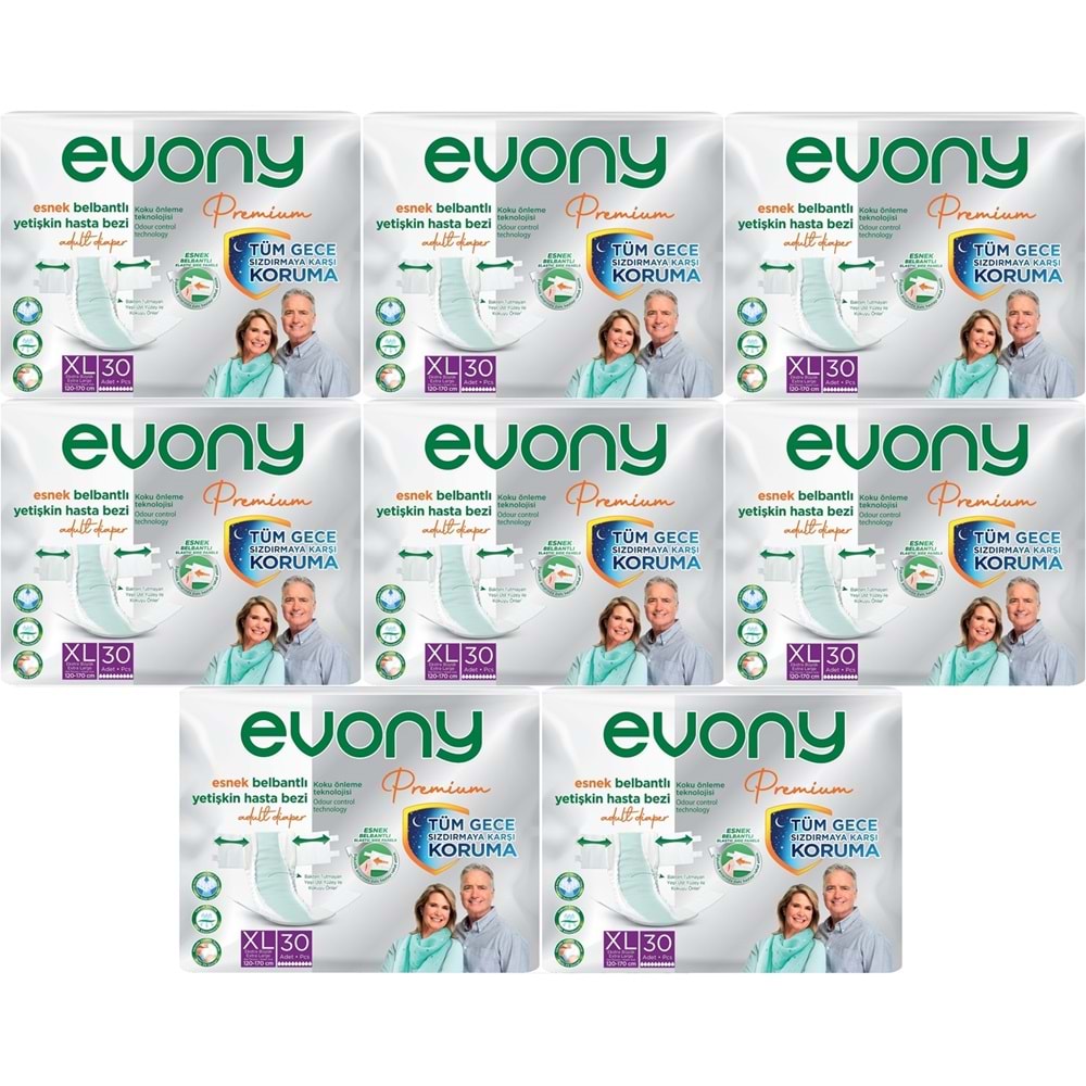 Evony Premium Yetişkin Bezi Bel Bantlı Tekstil Yüzey XL - Ekstra Büyük - Extra Large 240 Adet