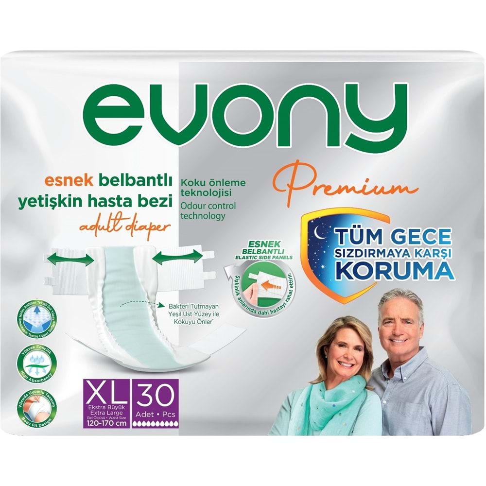 Evony Premium Yetişkin Bezi Bel Bantlı Tekstil Yüzey XL - Ekstra Büyük - Extra Large 240 Adet