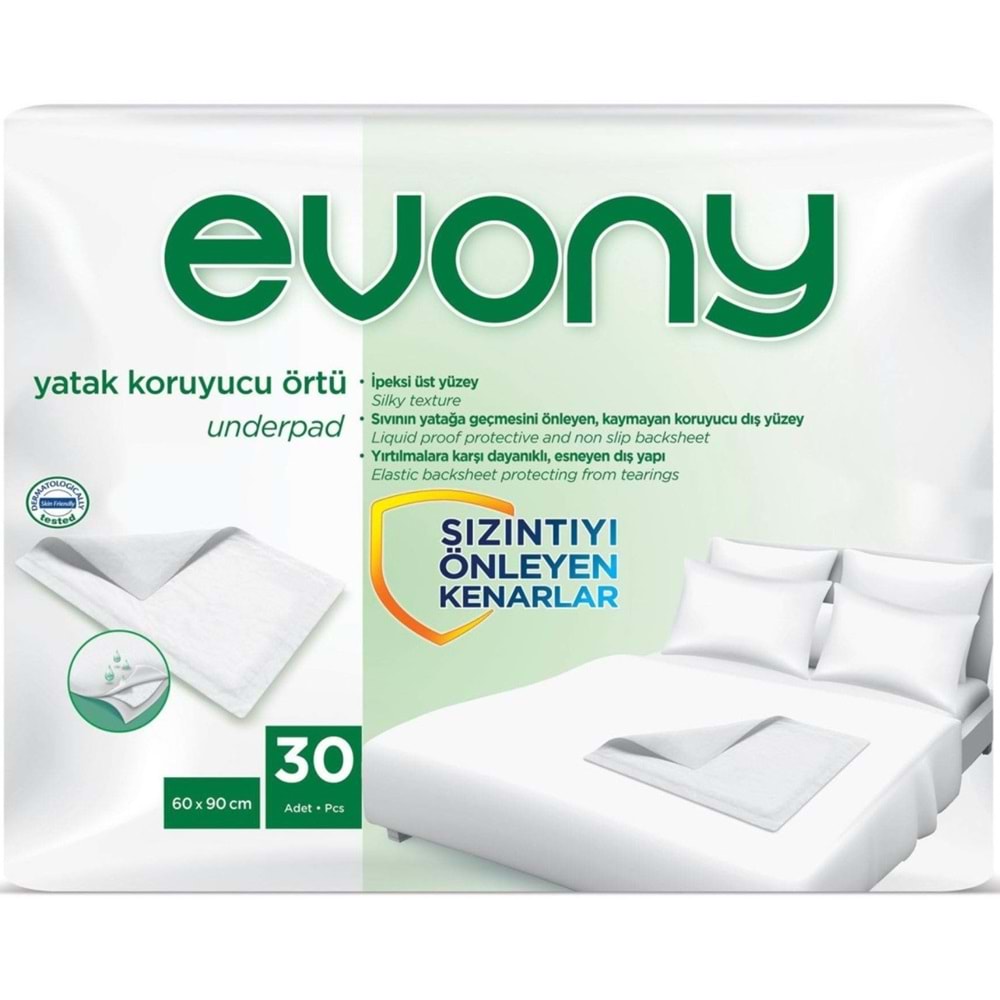 Evony Premium Yetişkin Bezi Bel Bantlı Tekstil Yüzey XL 60 Adet + Yatak Koruyucu Örtü 30 Adet