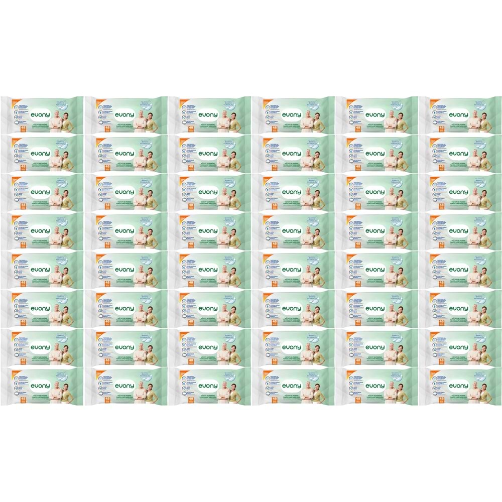 Evony Yetişkin Vücut Perine Temizleme Islak Mendil Havlu 48 Yaprak XL Banyo Ferahlığı (48 Li Set)