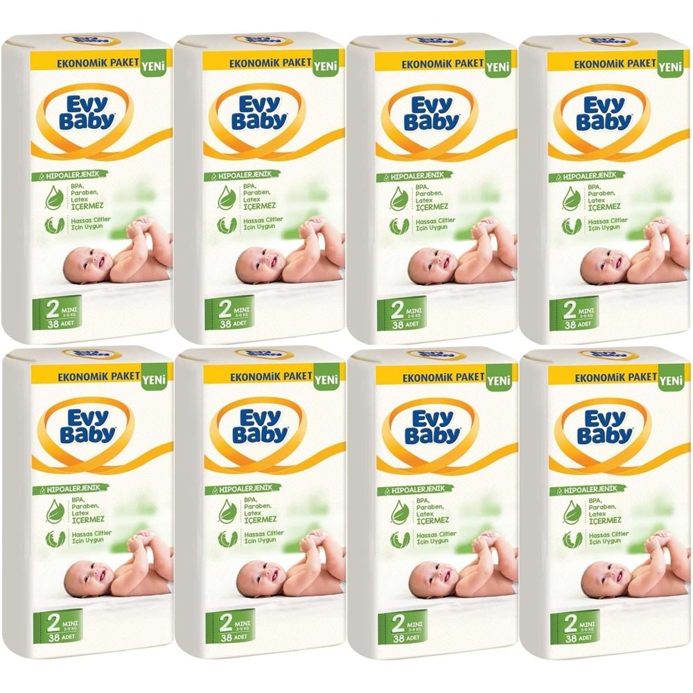Evy Baby Bebek Bezi 2 Beden 3-6 KG Mini 304 Adet Ekstra Ekonomik Pk
