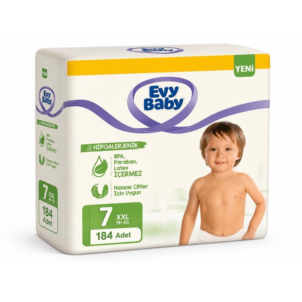 Evy Baby Bebek Bezi 7 Beden 19+ KG XXLarge 184 Adet Avantaj Süper Fırsat Pk