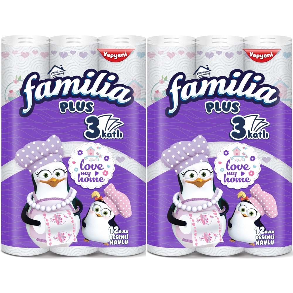 Familia Kağıt Havlu Plus Desenli 24 Lü Pk (3 Katlı) (2PK*12) Love My Home