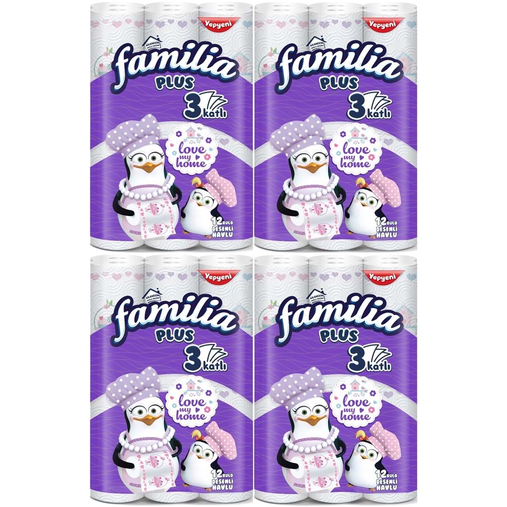 Familia Kağıt Havlu Plus Desenli 48 Li Pk (3 Katlı) (4PK*12) Love My Home