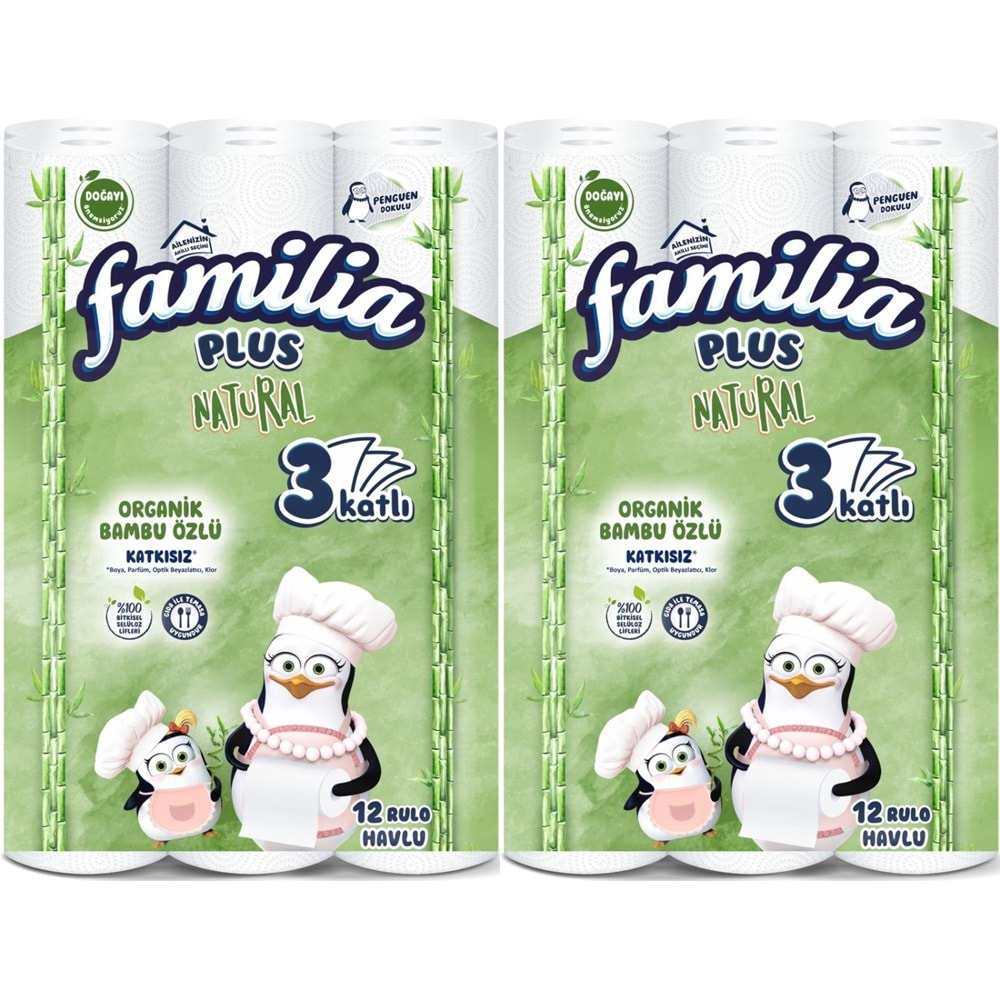 Familia Kağıt Havlu Natural (3 Katlı) Organik Bambu özlü 24 Lü Pk (2PK*12)