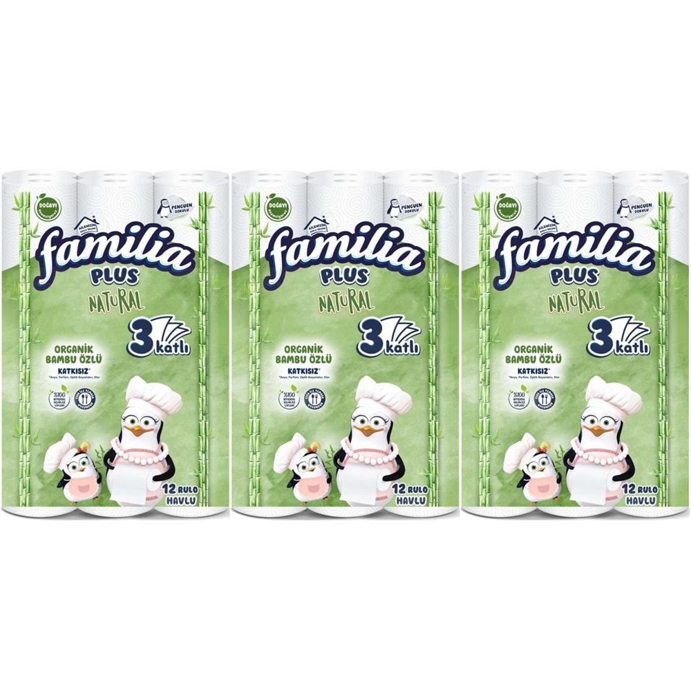 Familia Kağıt Havlu Natural (3 Katlı) Organik Bambu özlü 36 Lı Pk (3PK*12)