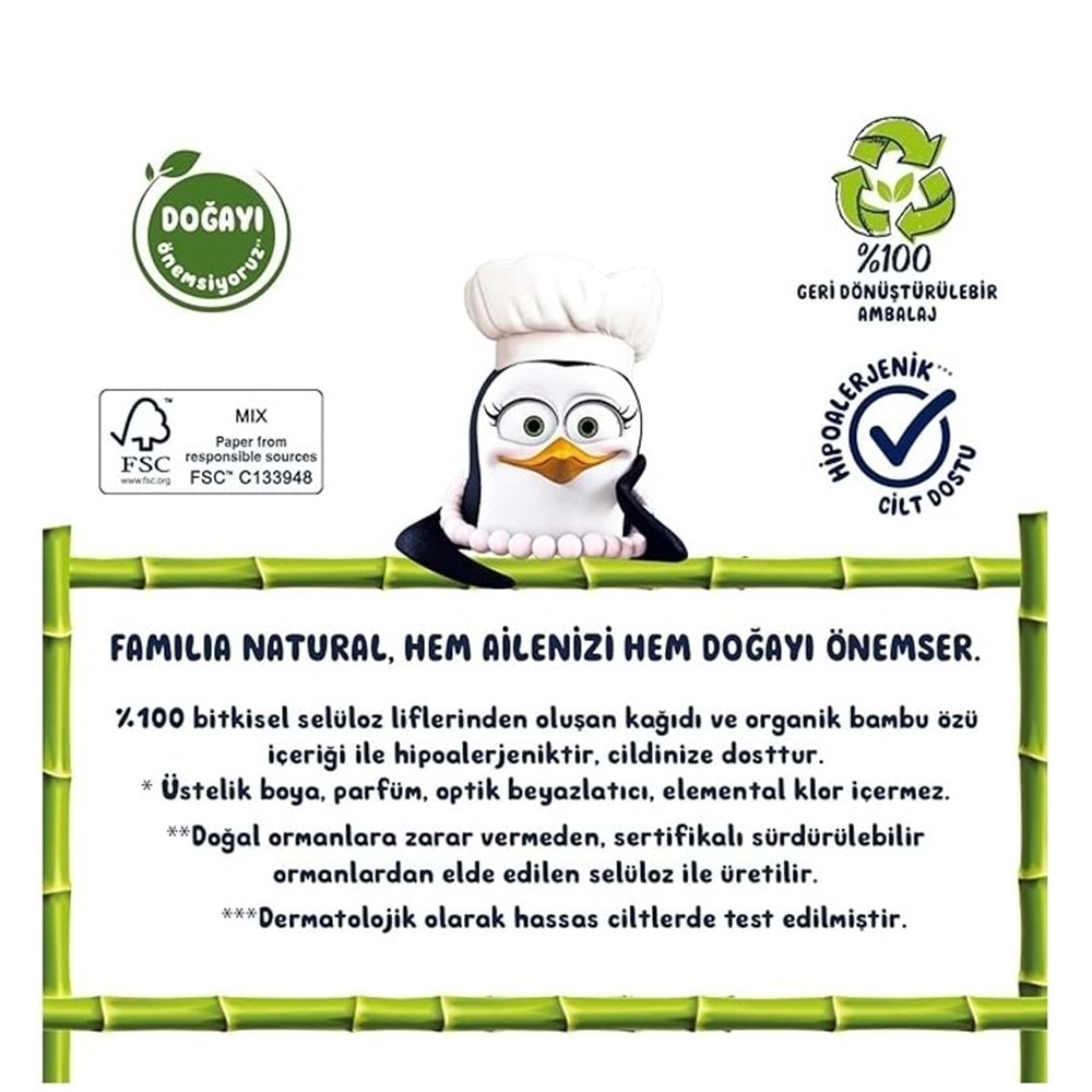 Familia Kağıt Havlu Natural (3 Katlı) Organik Bambu özlü 36 Lı Pk (3PK*12)