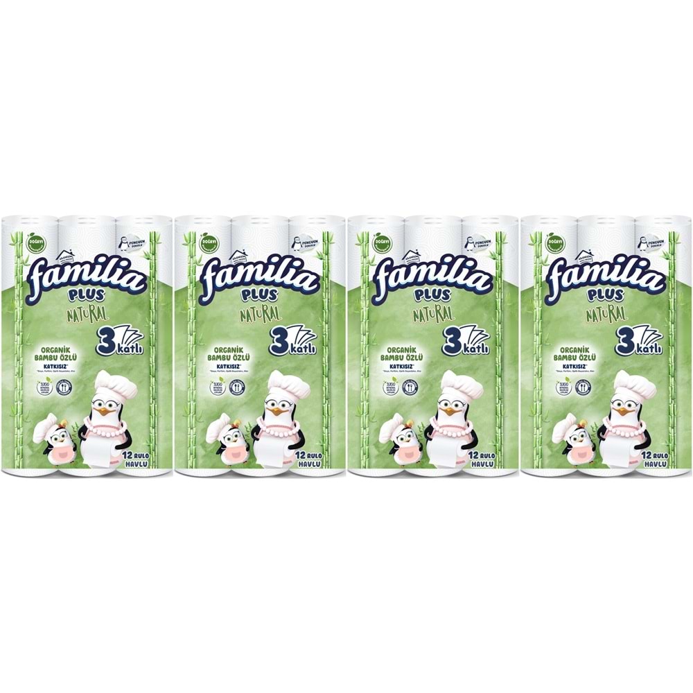 Familia Kağıt Havlu Natural (3 Katlı) Organik Bambu özlü 48 Li Pk (4PK*12)