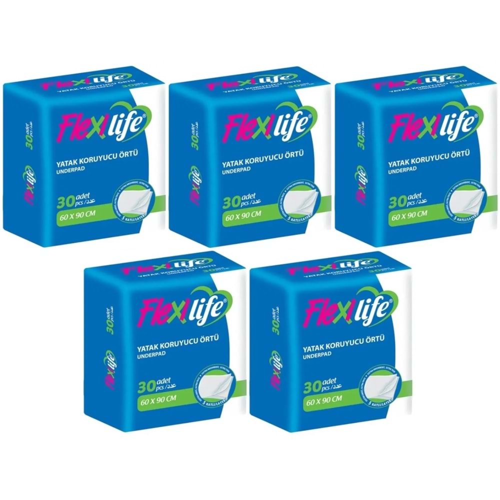 Flexi Life Yetişkin Alt Açma Yatak Koruyucu Örtü 60*90CM Klasik 150 Adet (5PK*30)