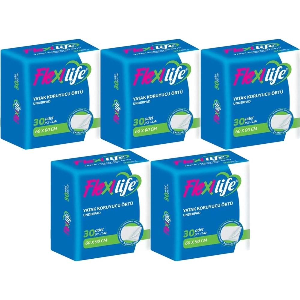Flexi Life Kedi - Köpek - Evcil Hayvan Çiş Tuvalet Eğitim Pedi 60*90CM 150 Adet (5PK*30)