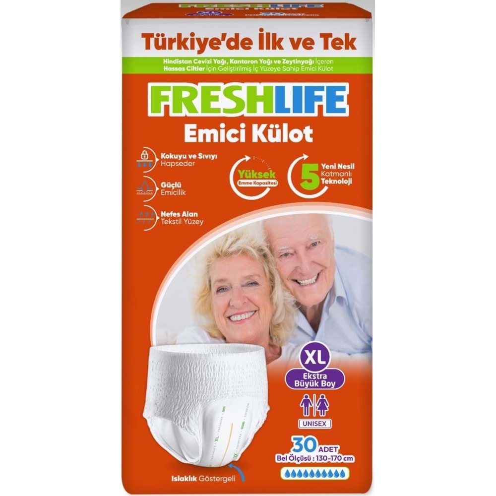FreshLife Emici Külot Yetişkin Bezi XL Ekstra Büyük 60 Adet (2PK*30)