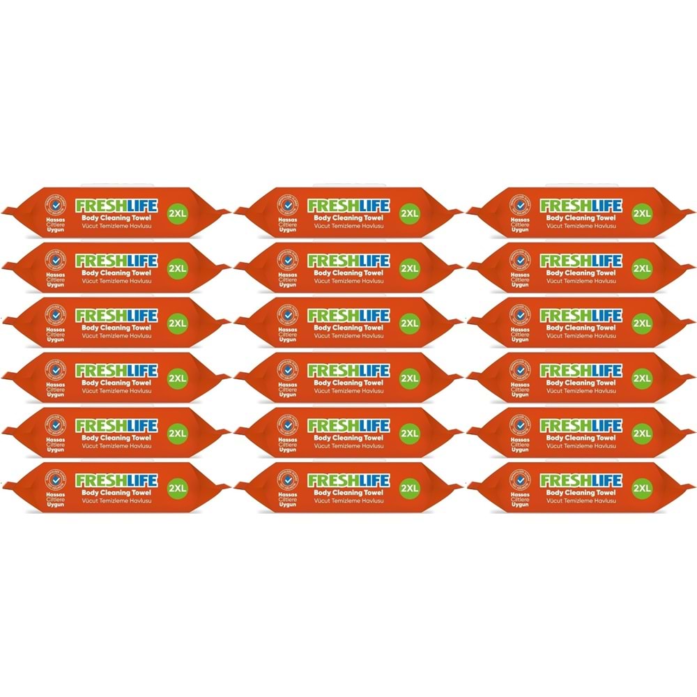 Freshlife Yetişkin Vücut Temizleme Islak Mendil Havlu 50 Yaprak XL (18 Li Set)