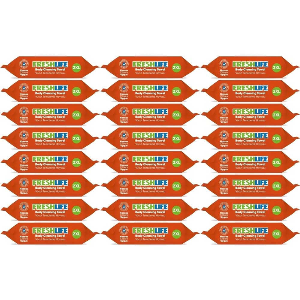 Freshlife Yetişkin Vücut Temizleme Islak Mendil Havlu 50 Yaprak XL (24 Lü Set)