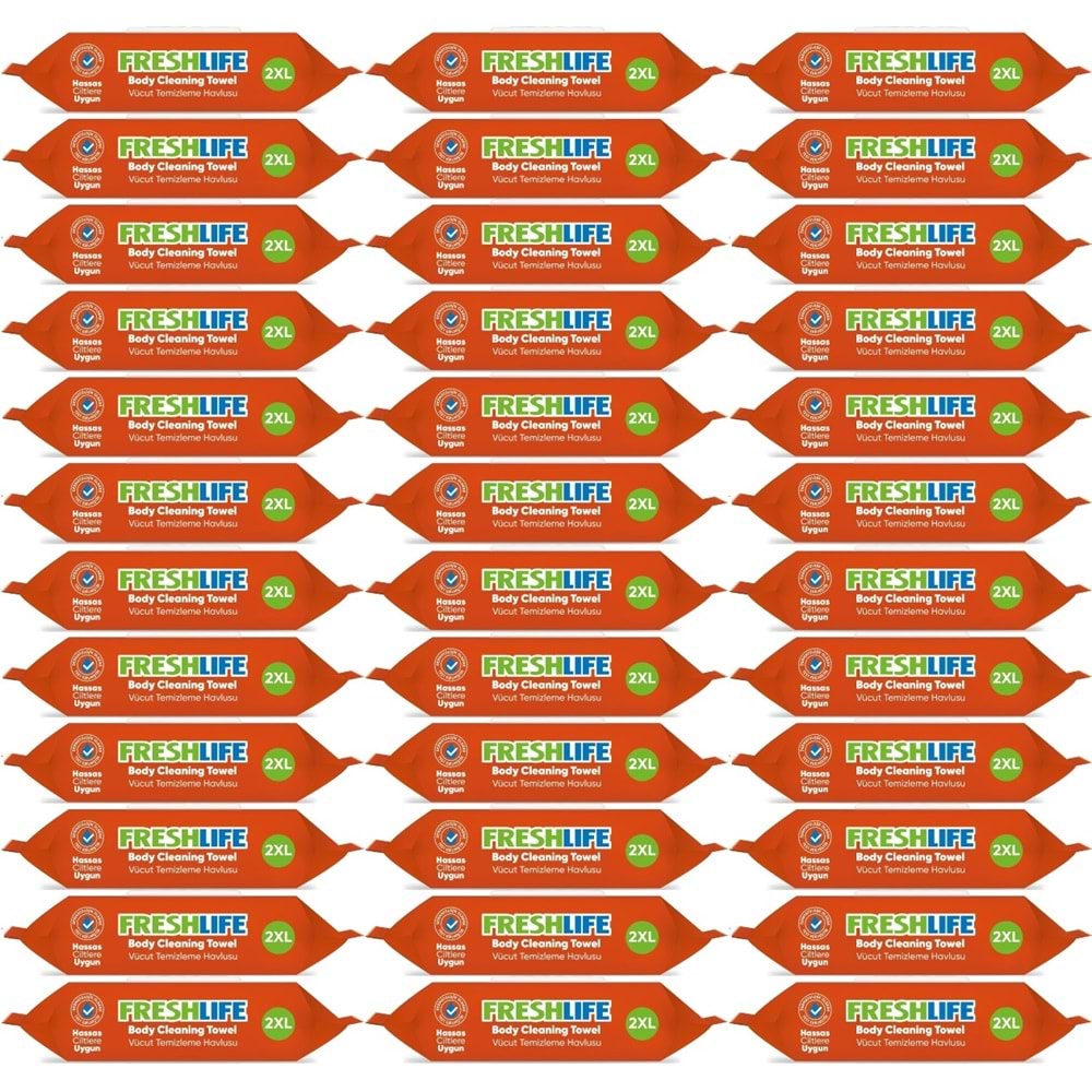 Freshlife Yetişkin Vücut Temizleme Islak Mendil Havlu 50 Yaprak XL (36 Lı Set)