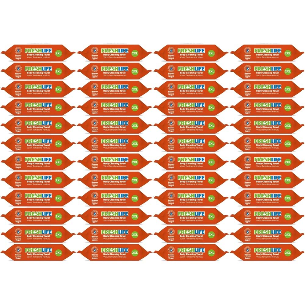 Freshlife Yetişkin Vücut Temizleme Islak Mendil Havlu 50 Yaprak XL (48 Li Set)