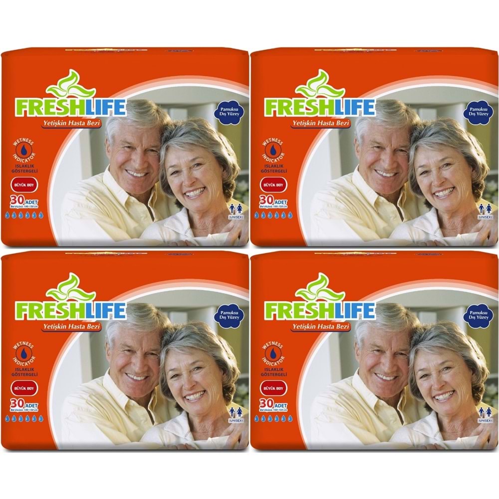 FreshLife Yetişkin Bezi Bel Bantlı L - Large - Büyük 120 Adet (4PK*30)