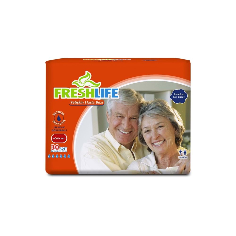 FreshLife Yetişkin Bezi Bel Bantlı L - Large - Büyük 120 Adet (4PK*30)