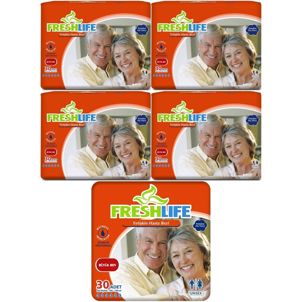 FreshLife Yetişkin Bezi Bel Bantlı L - Large - Büyük 150 Adet (5PK*30)