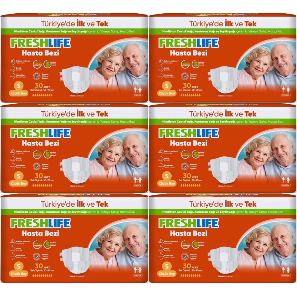 FreshLife Yetişkin Bezi Bel Bantlı S - Küçük - Small 180 Adet (6PK*30)