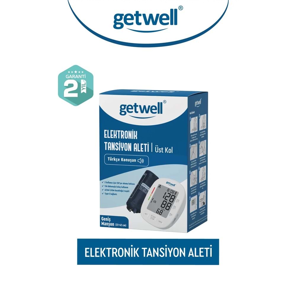 Getwell (Avantaj Pk 3) Konuşan Üst Koldan Tansiyon Aleti - Ölçme Cihazı / Mesh Nebulizatör Şarjlı