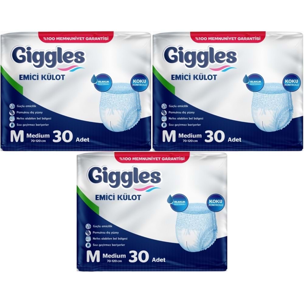 Giggles Yetişkin Bezi Emici Külot M-Orta Medium 90 Adet (3PK*30)