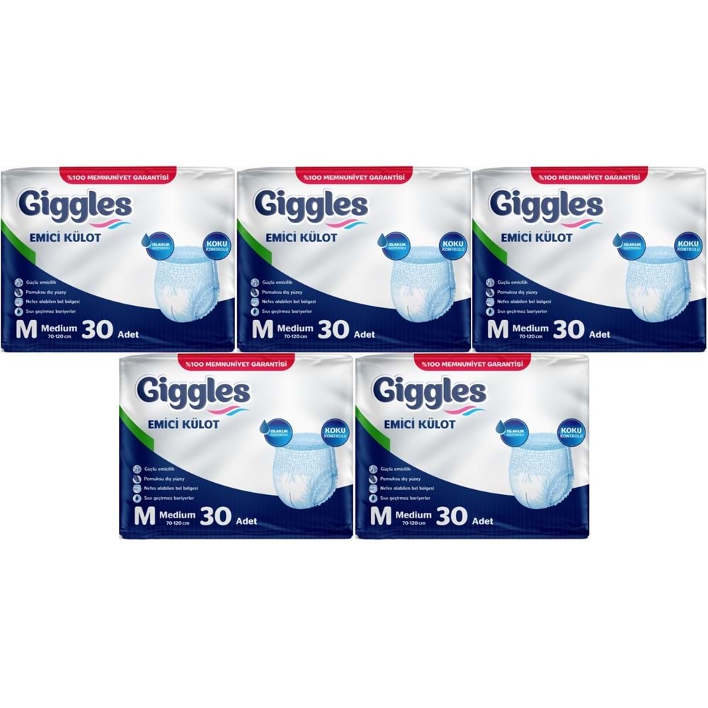 Giggles Yetişkin Bezi Emici Külot M-Orta Medium 150 Adet (5PK*30)