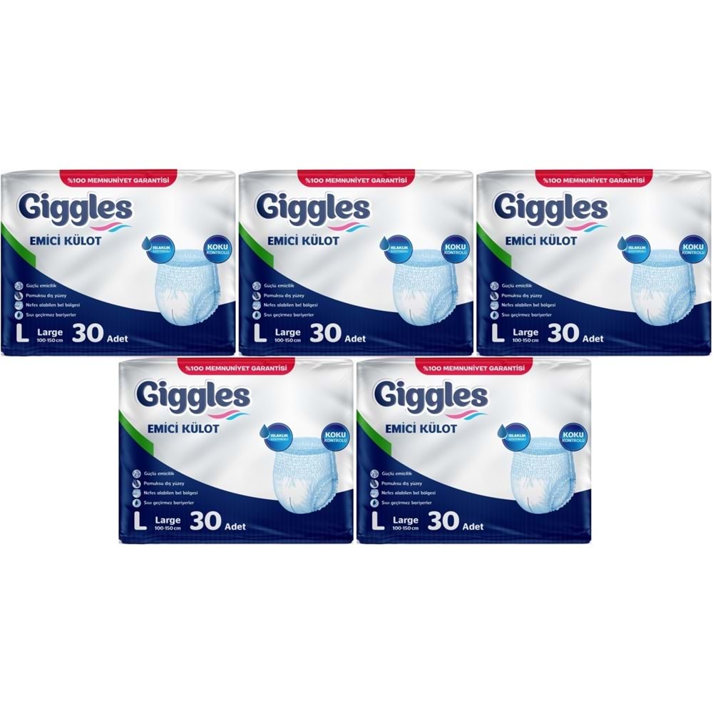 Giggles Yetişkin Bezi Emici Külot L-Büyük 150 Adet (5PK*30)