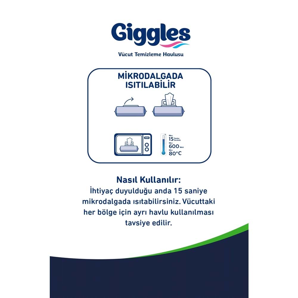 Giggles Yetişkin Vücut Temizleme Islak Mendil Havlu 250 Yaprak XL (Beyaz Sabun Kokulu) (5PK*50)