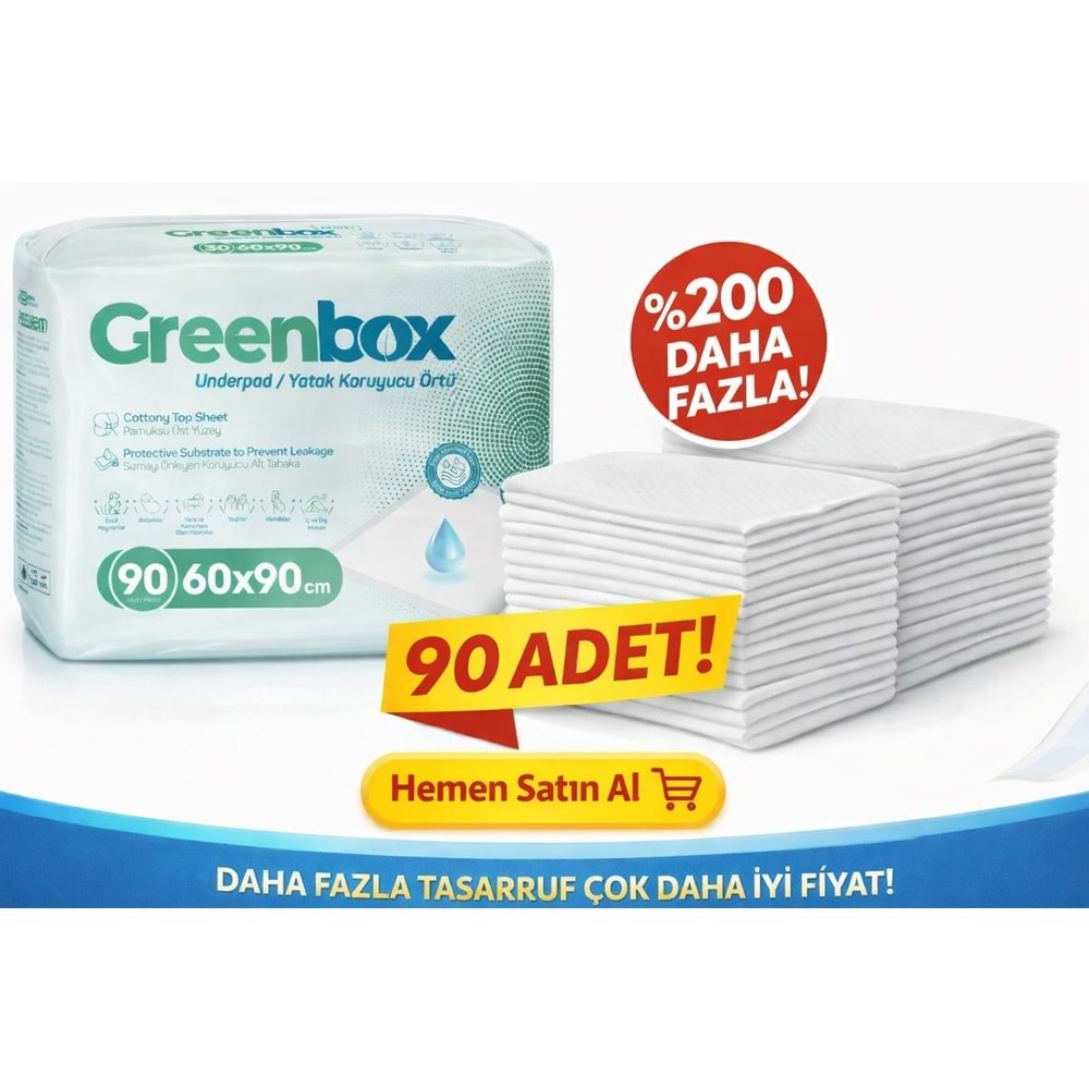 Greenbox Yetişkin Yatak Koruyucu Alt Açma Örtü 60x90 CM Adet 90 Adet