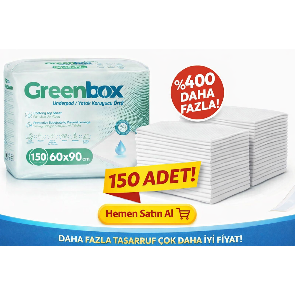 Greenbox Yetişkin Yatak Koruyucu Alt Açma Örtü 60x90 CM Adet 150 Adet