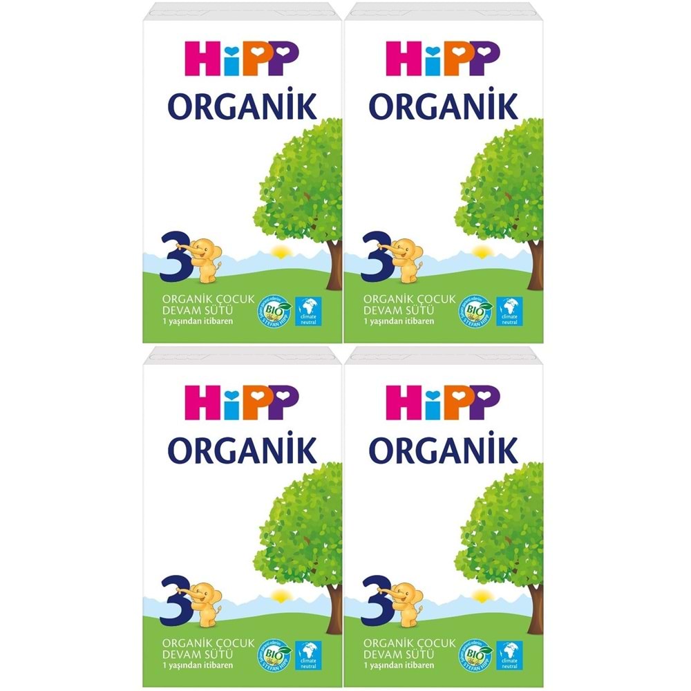 Hipp Organik Devam Sütü 600GR No:3 (1 Yaş ve Üzeri) (4 Lü Set)
