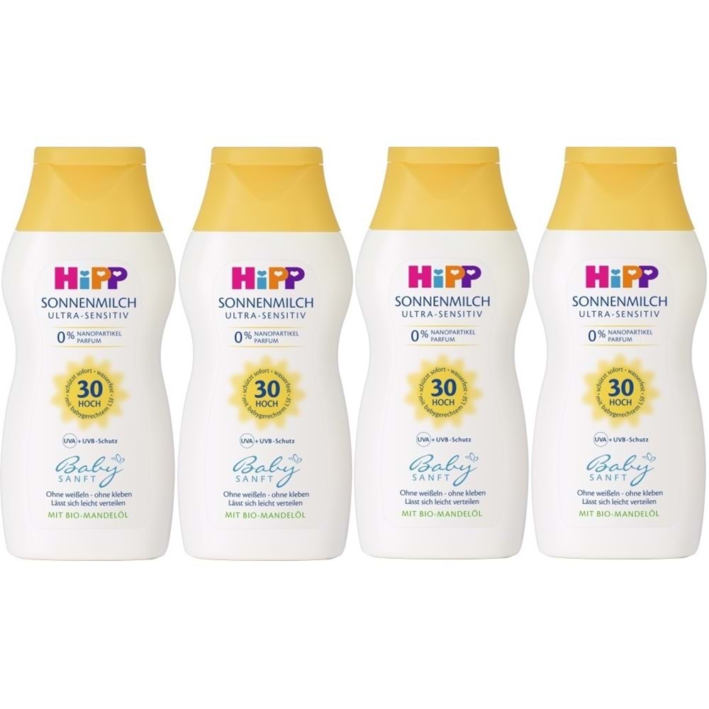 Hipp Babysanft Bebek Güneş Sütü 200Ml (30 Faktör) (4 Lü Set)
