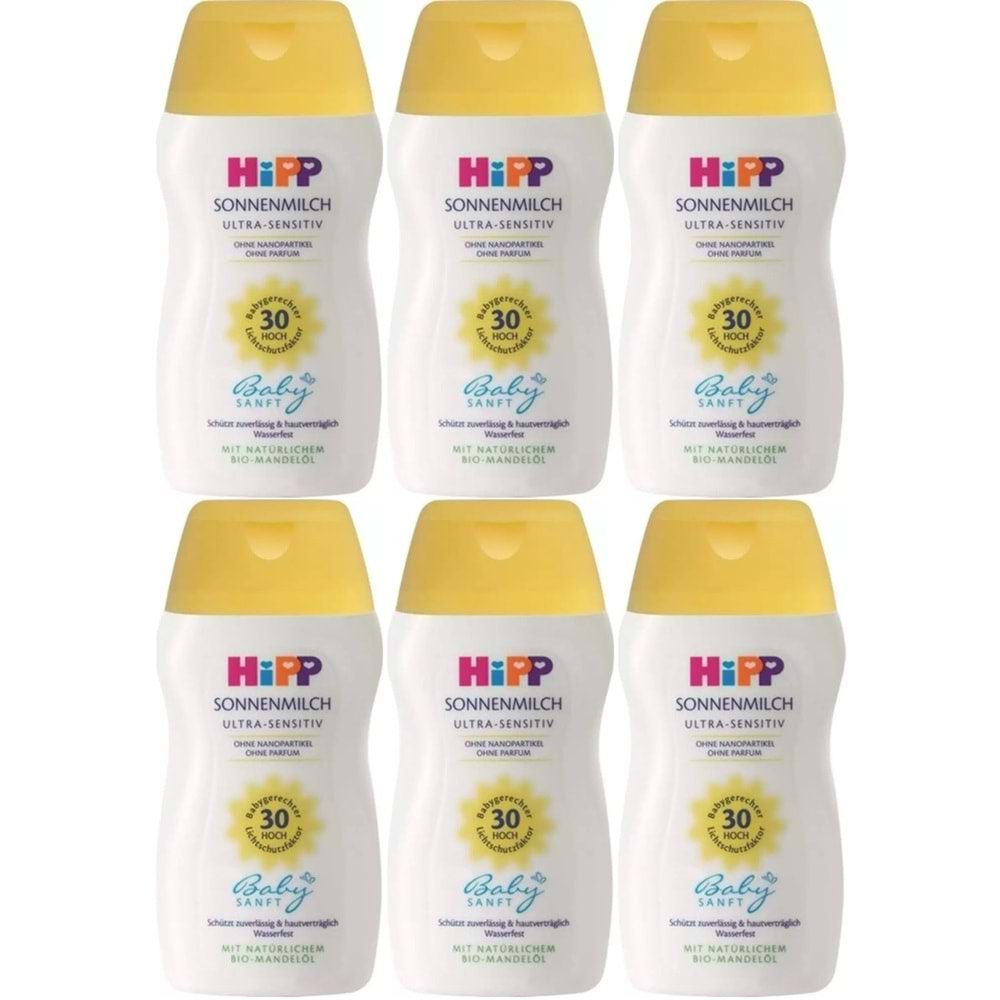 Hipp Babysanft Güneş Kremi -Yüz için Sonnen Gesıchtscreme 30 Faktör Ultra Sensıtıv 50ML (6 Lı Set)
