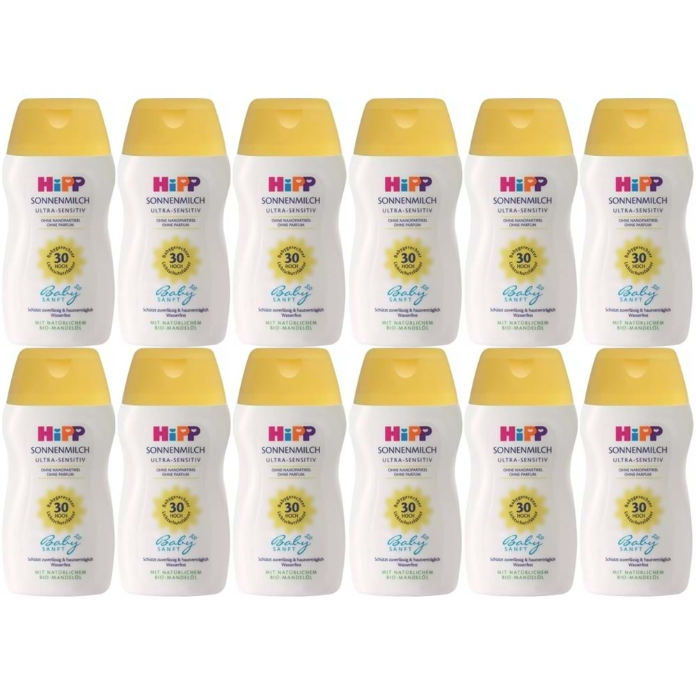 Hipp Babysanft Güneş Kremi -Yüz için Sonnen Gesıchtscreme 30 Faktör Ultra Sensıtıv 50ML (12 Li Set)