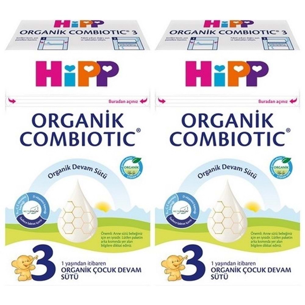Hipp Organik Combiotic Devam Sütü 600GR No:3 (1 Yaşından İtibaren) (2 Li Set)