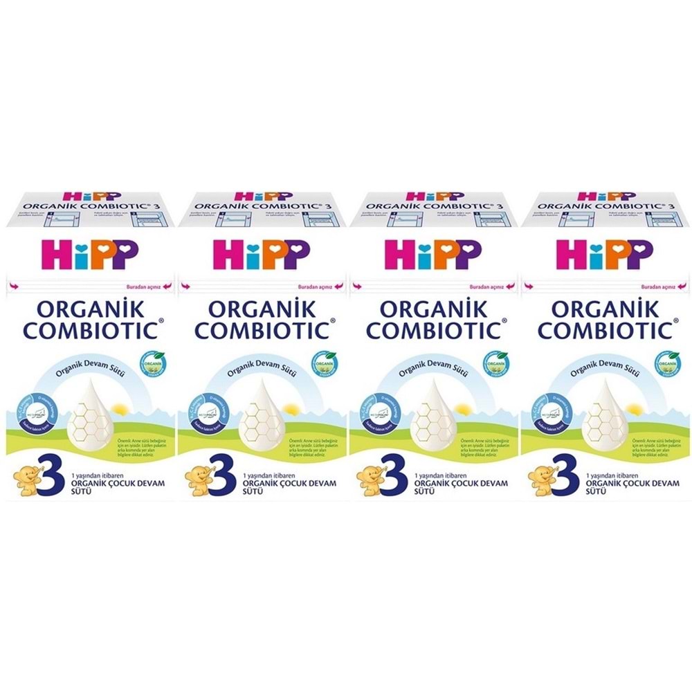 Hipp Organik Combiotic Devam Sütü 600GR No:3 (1 Yaşından İtibaren) (4 Lü Set)
