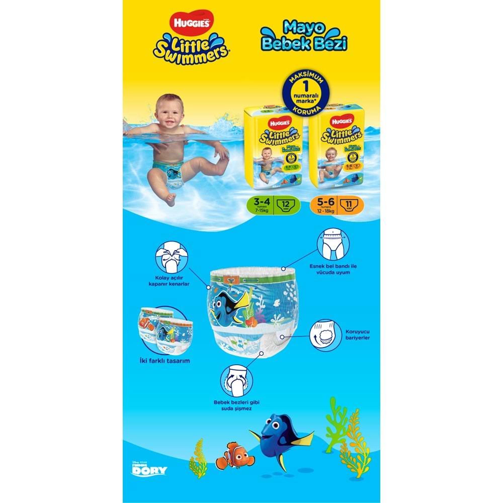 Huggıes Little Swımmers Mayo Bebek Bezi 3-4 Beden 7-15 KG 60 Adet 5Pk*12