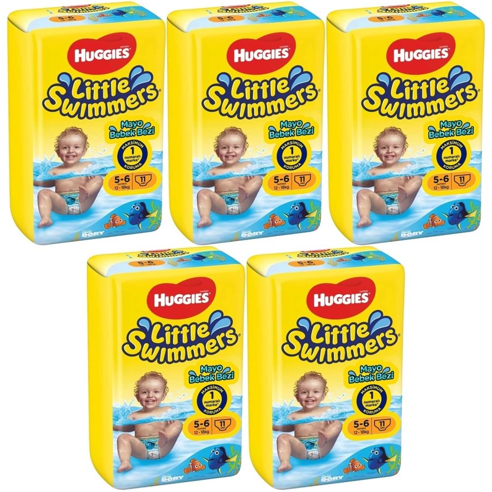HuGGıes Little Swımmers Mayo Bebek Bezi Beden :5-6 12-18 KG 55 Adet 5PK*11