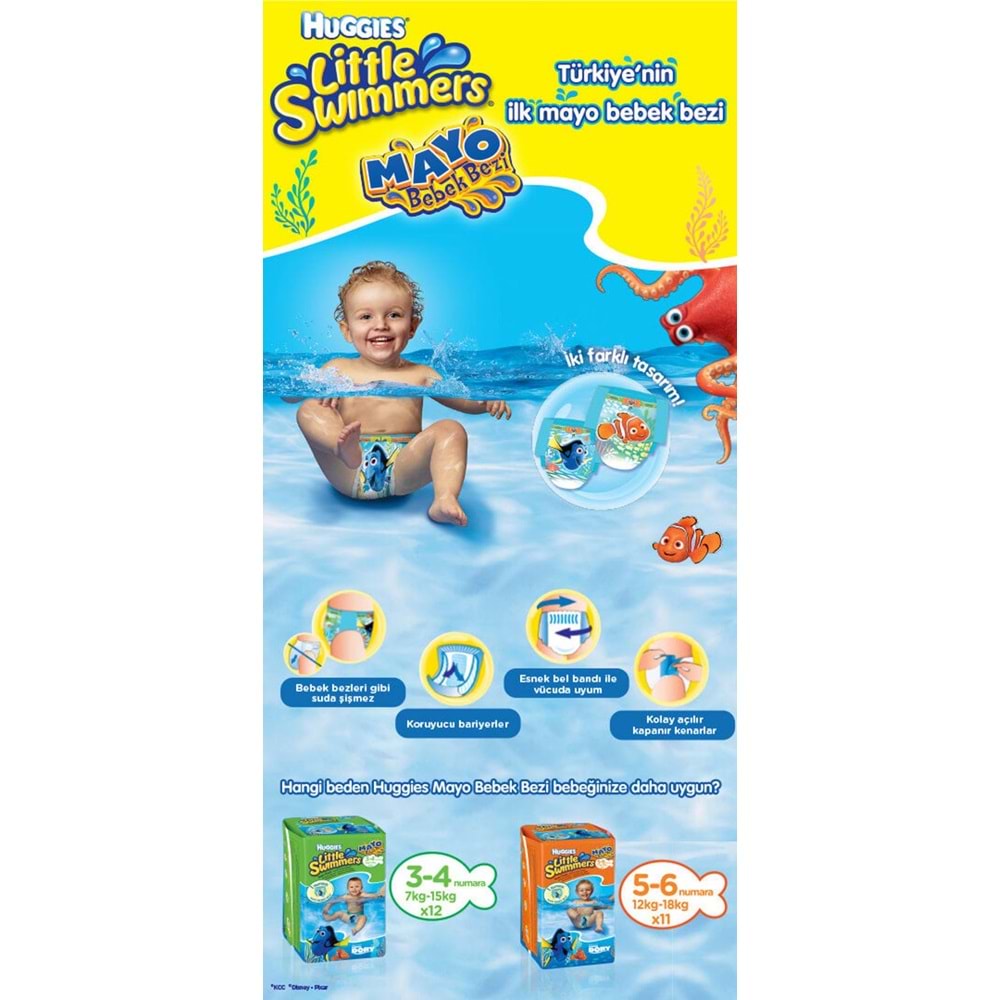 HuGGıes Little Swımmers Mayo Bebek Bezi Beden :5-6 12-18 KG 66 Adet 6PK*11