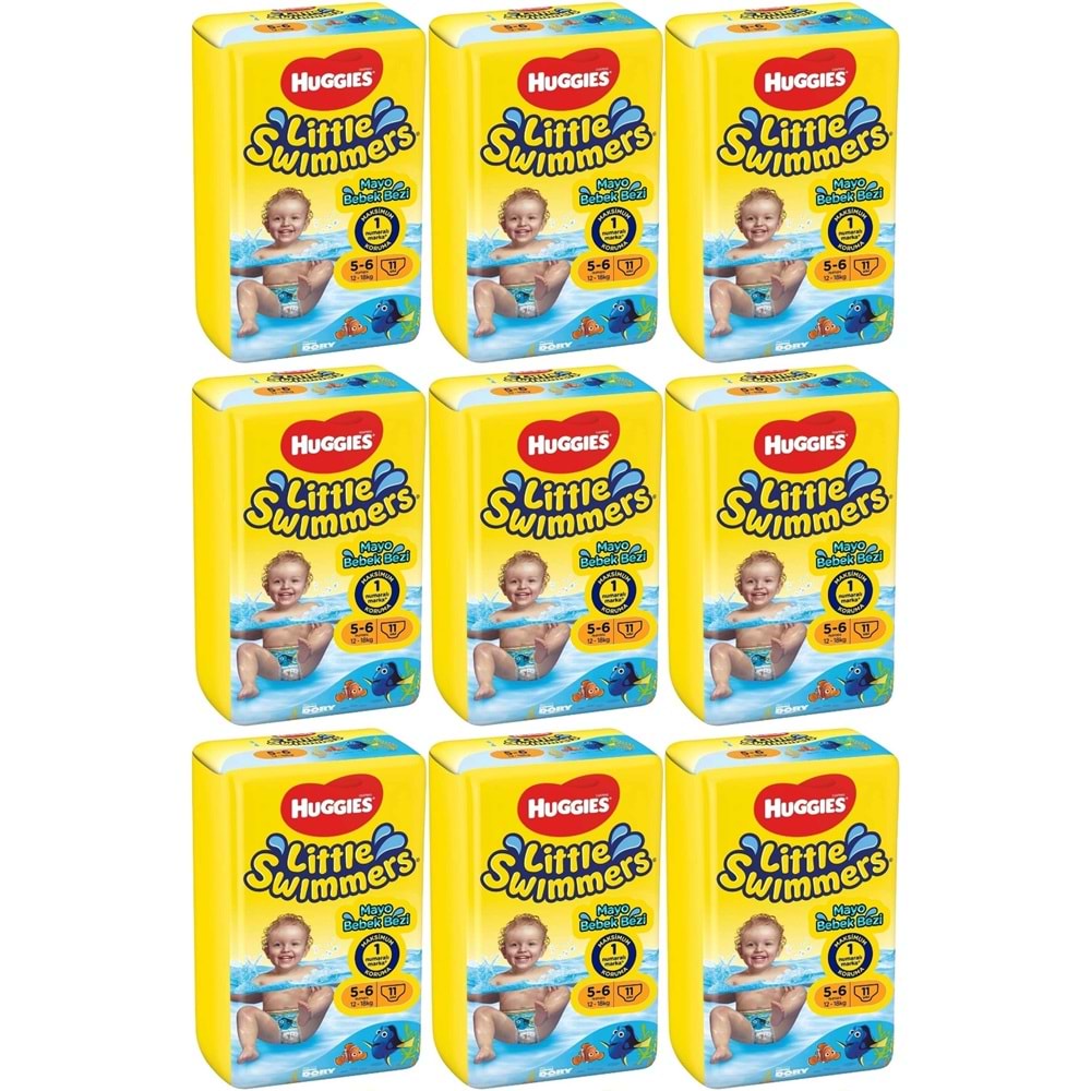 HuGGıes Little Swımmers Mayo Bebek Bezi Beden :5-6 12-18 KG 99 Adet 9PK*11
