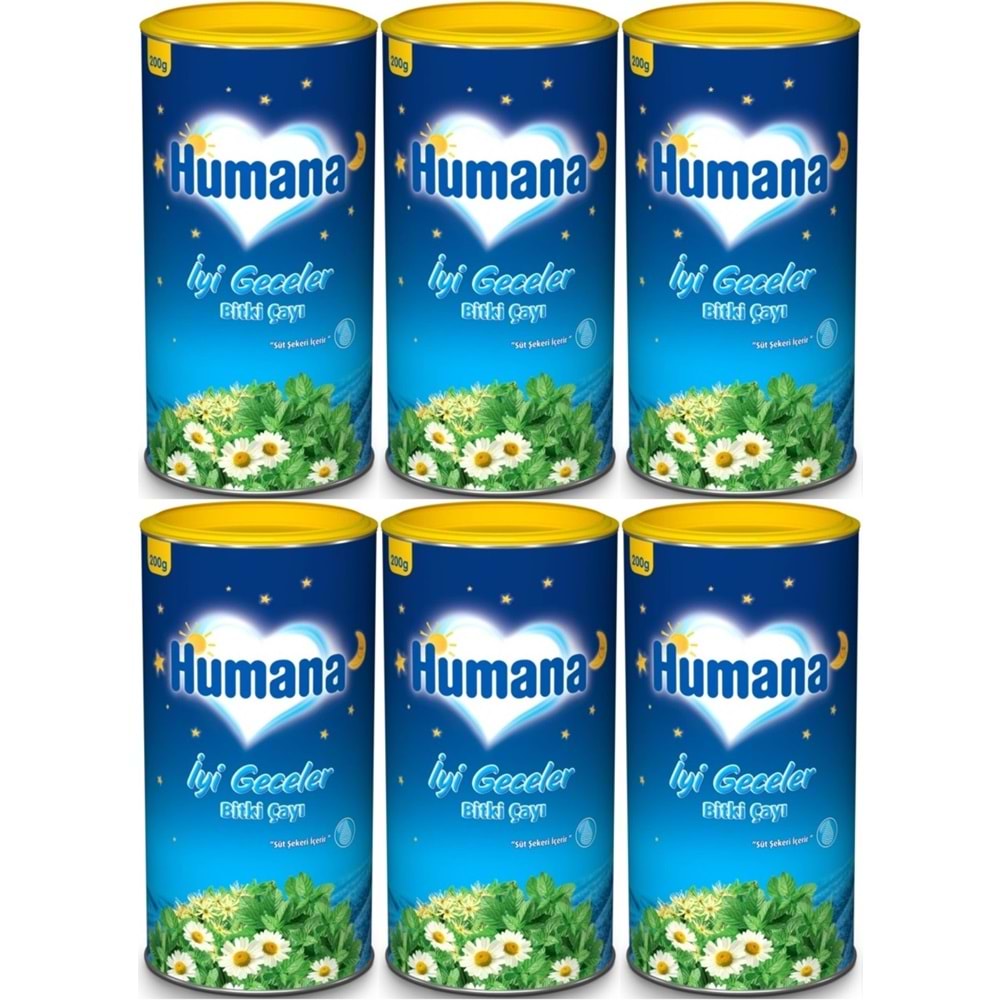 Humana İyi Geceler Çayı 200GR (Melisa Yağı İçeren Karışık Bitki İçecek Tozu) (6 Lı Set)