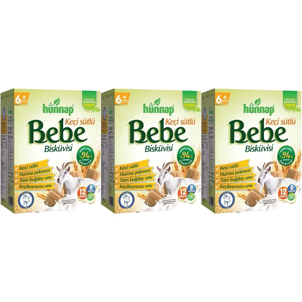 Hünnap Bebe Bisküvisi Keçi Sütlü 400GR 3 lü Set (Toplam 1200GR)