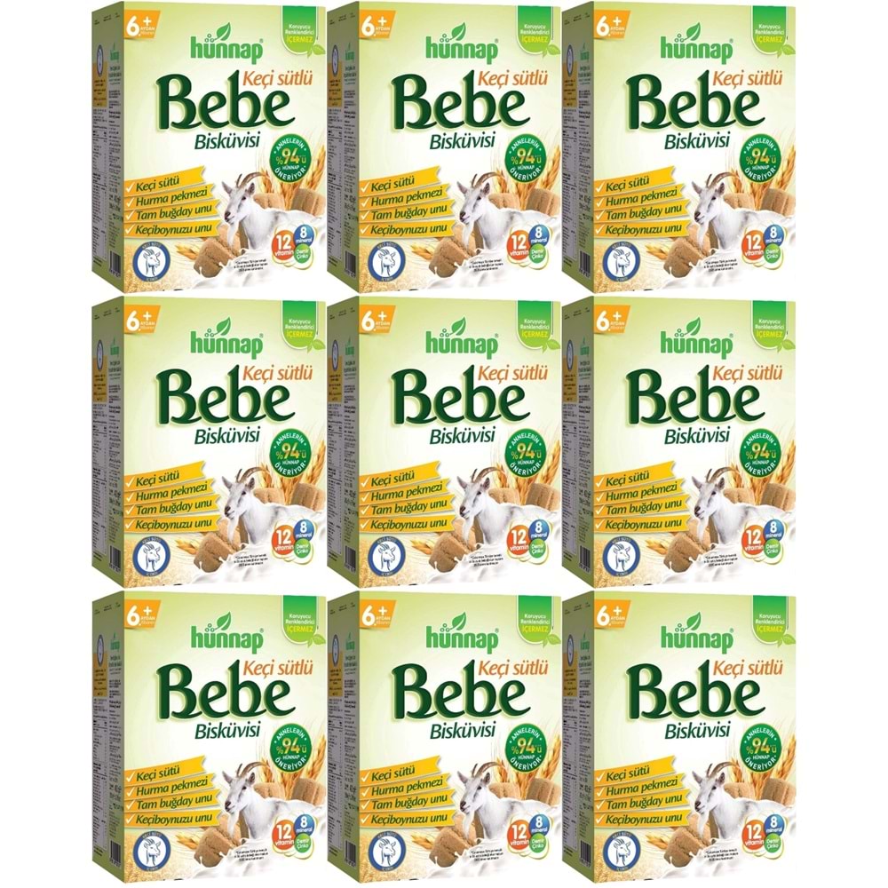 Hünnap Bebe Bisküvisi Keçi Sütlü 400GR 9 lı Set (Toplam 3600GR)