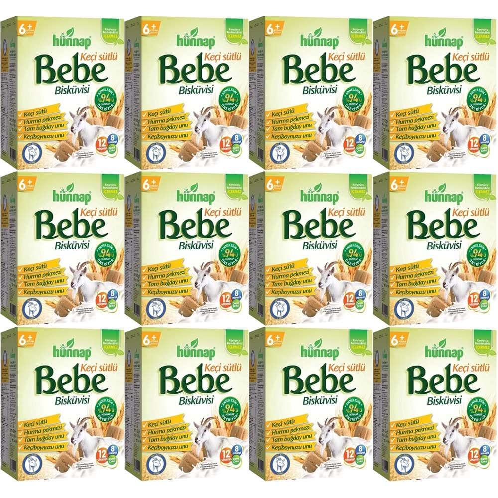 Hünnap Bebe Bisküvisi Keçi Sütlü 400GR 12 li Set (Toplam 4800GR)