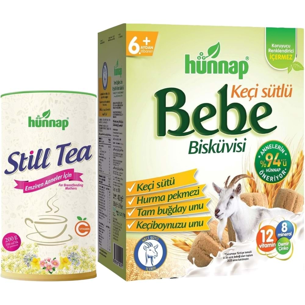 Hünnap Still Tea Emziren Anneler İçin Süt Arttırıcı İçecek 200GR + Bebe Bisküvisi 400GR (2 Li Set)